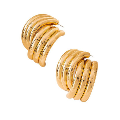 Gold And Silver Alloy Stud Earrings For Everyday Wear, 1 Pair