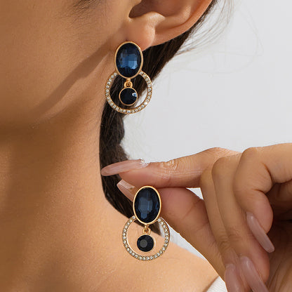 For Women Green Geometric Round Stud Earrings Featuring Electroplated Finish, Fashion Commuter Style From Qingdao, Spring
