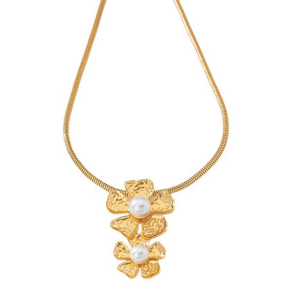 Large Flower 3D Aluminum Wire Necklace Alloy Jewelry Trendy Gold Necklace
