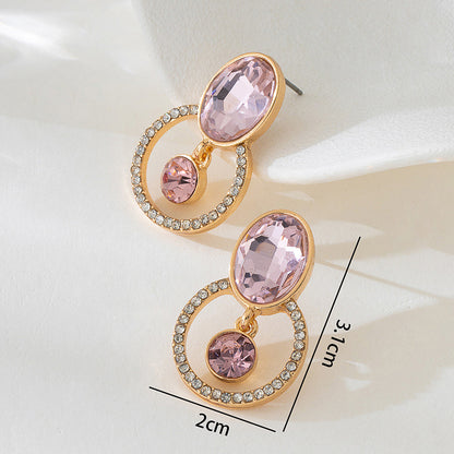 For Women Green Geometric Round Stud Earrings Featuring Electroplated Finish, Fashion Commuter Style From Qingdao, Spring