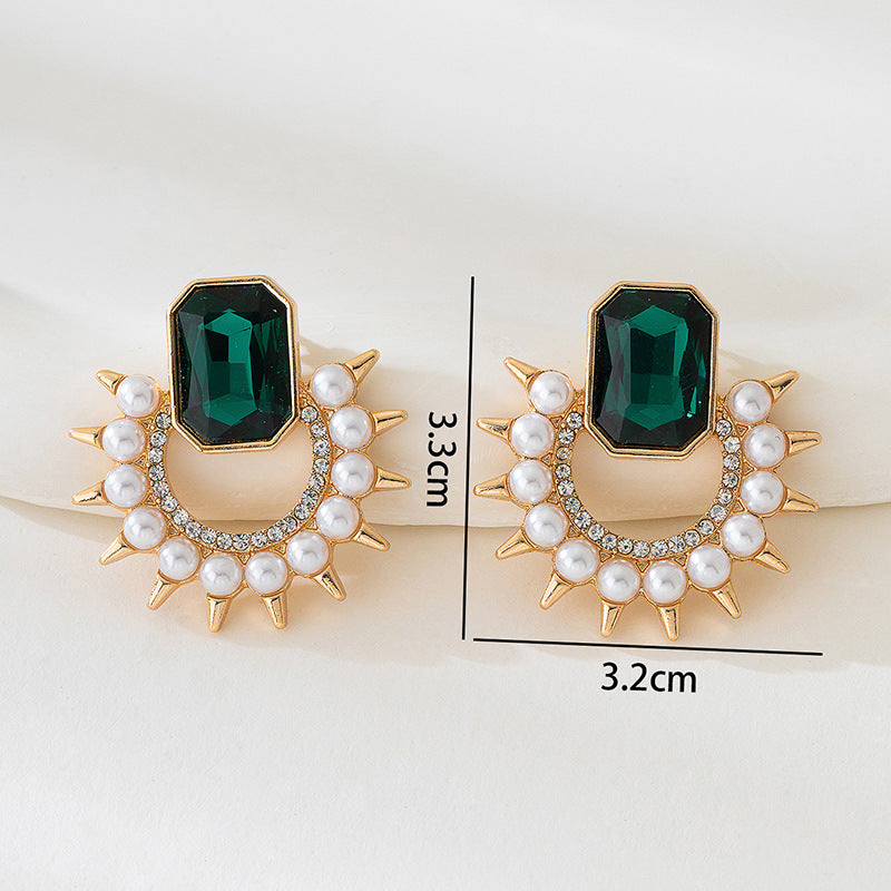 Geometric Round Stud Earrings In Red Featuring Simple Style For Everyday Wear