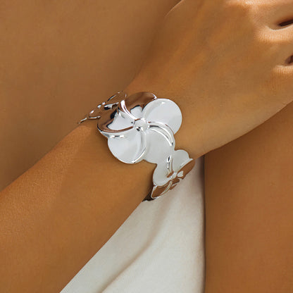 For Fashion Commute Electroplated Golden Flower Bangle Accessory, Spring , Lightweight 27g From Qingdao