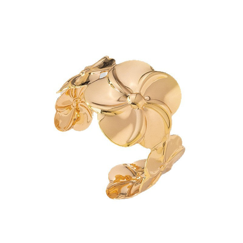 For Fashion Commute Electroplated Golden Flower Bangle Accessory, Spring , Lightweight 27g From Qingdao