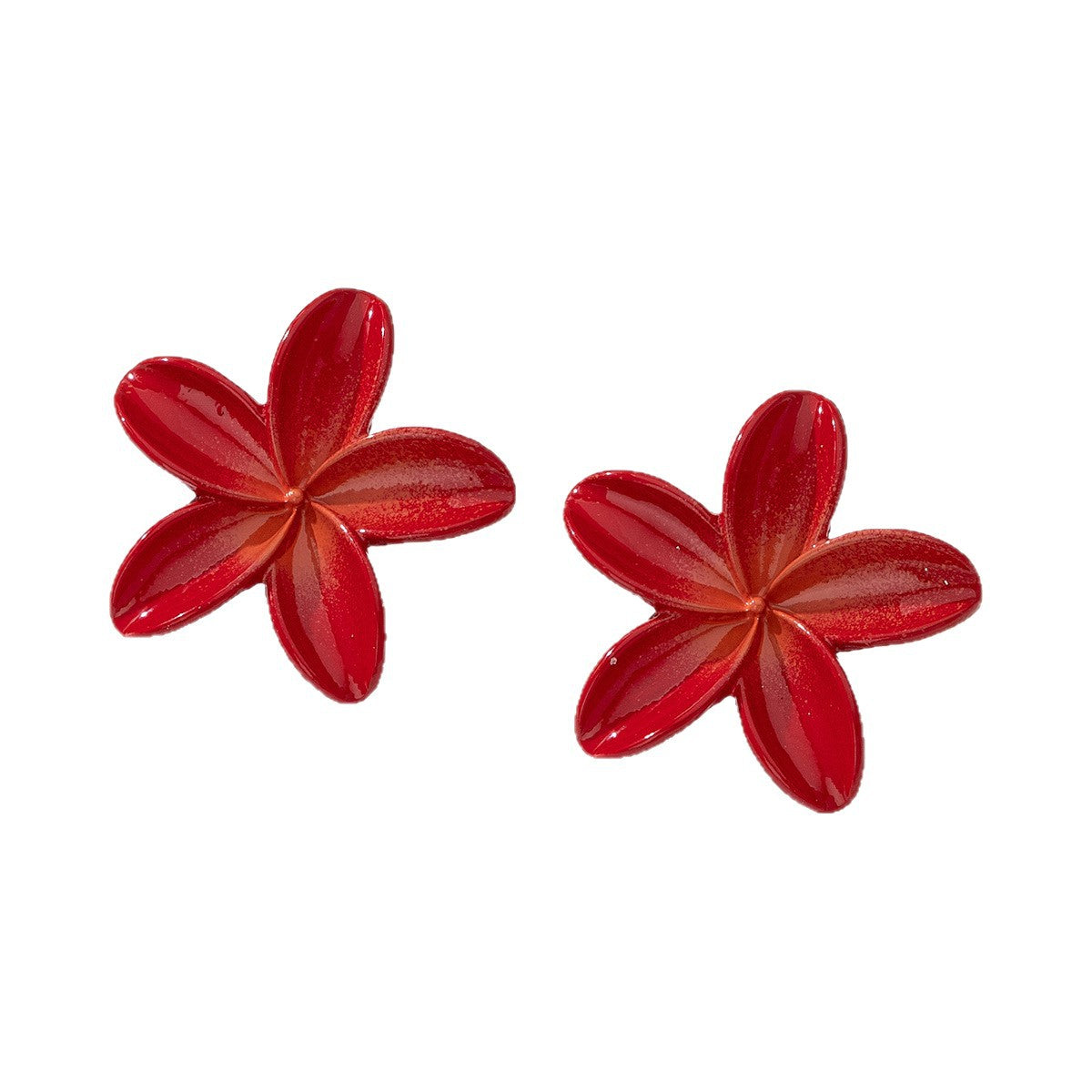 Flower Pattern Stud Earrings With Stoving Varnish Finish In Yellow For Elegant Style