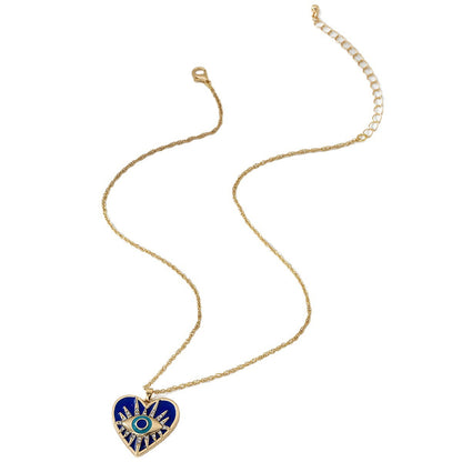 Heart Shape Necklace In Gold Featuring Zinc Alloy Material With Enamel Craft For Elegant Style
