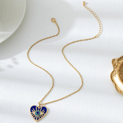 Heart Shape Necklace In Gold Featuring Zinc Alloy Material With Enamel Craft For Elegant Style