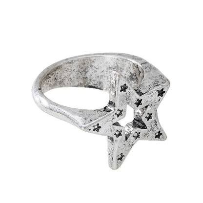 Vintage Unisex Star Ring Distressed Accessories Simple Trendy Jewelry Women's Hand Accessories
