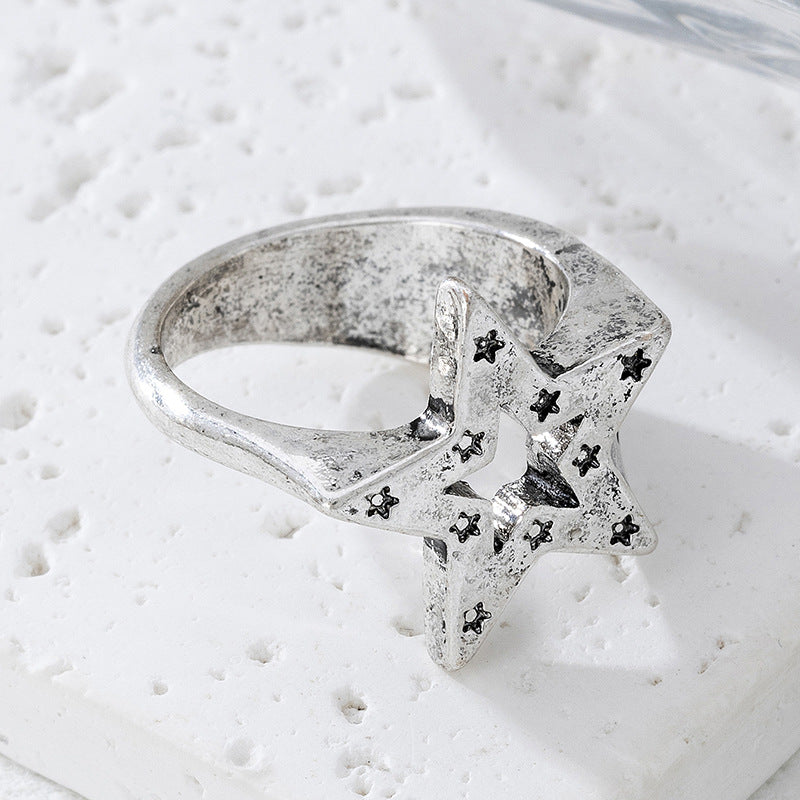 Vintage Unisex Star Ring Distressed Accessories Simple Trendy Jewelry Women's Hand Accessories