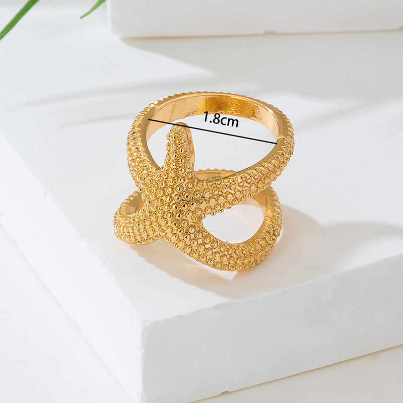 Gold Starfish Ring For Ocean Animal Lovers Featuring Elegant Design