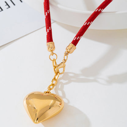 Minimalist Heart-Shaped Necklace For Women Featuring Golden Acrylic Pendant Made Of Plastic Resin With Electroplated Finish, 41-50cm Length