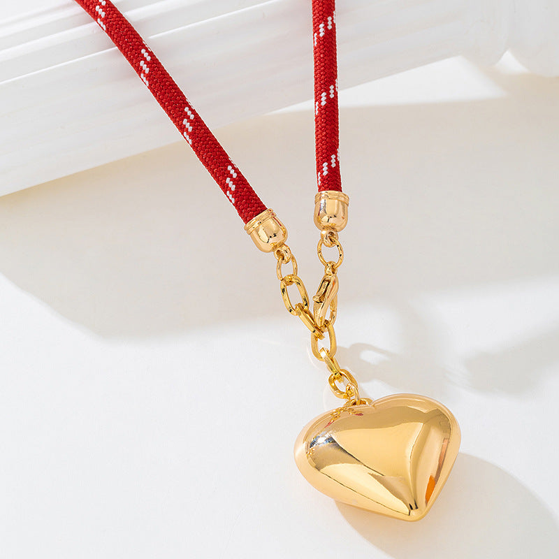 Minimalist Heart-Shaped Necklace For Women Featuring Golden Acrylic Pendant Made Of Plastic Resin With Electroplated Finish, 41-50cm Length