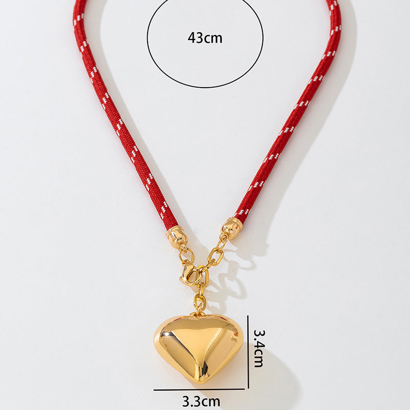 Minimalist Heart-Shaped Necklace For Women Featuring Golden Acrylic Pendant Made Of Plastic Resin With Electroplated Finish, 41-50cm Length