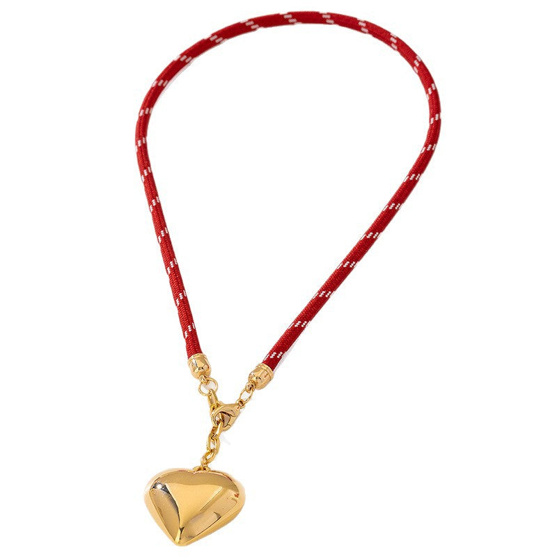 Minimalist Heart-Shaped Necklace For Women Featuring Golden Acrylic Pendant Made Of Plastic Resin With Electroplated Finish, 41-50cm Length