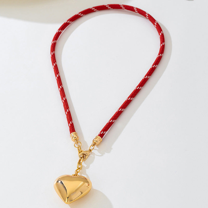Minimalist Heart-Shaped Necklace For Women Featuring Golden Acrylic Pendant Made Of Plastic Resin With Electroplated Finish, 41-50cm Length