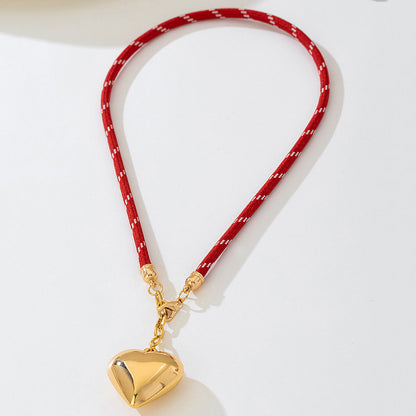 Minimalist Heart-Shaped Necklace For Women Featuring Golden Acrylic Pendant Made Of Plastic Resin With Electroplated Finish, 41-50cm Length