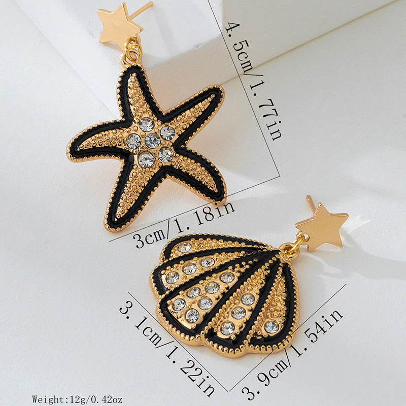 Gold Starfish Stud Earrings For Everyday Wear Featuring Elegant Shell-Inspired Design