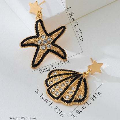 Gold Starfish Stud Earrings For Everyday Wear Featuring Elegant Shell-Inspired Design