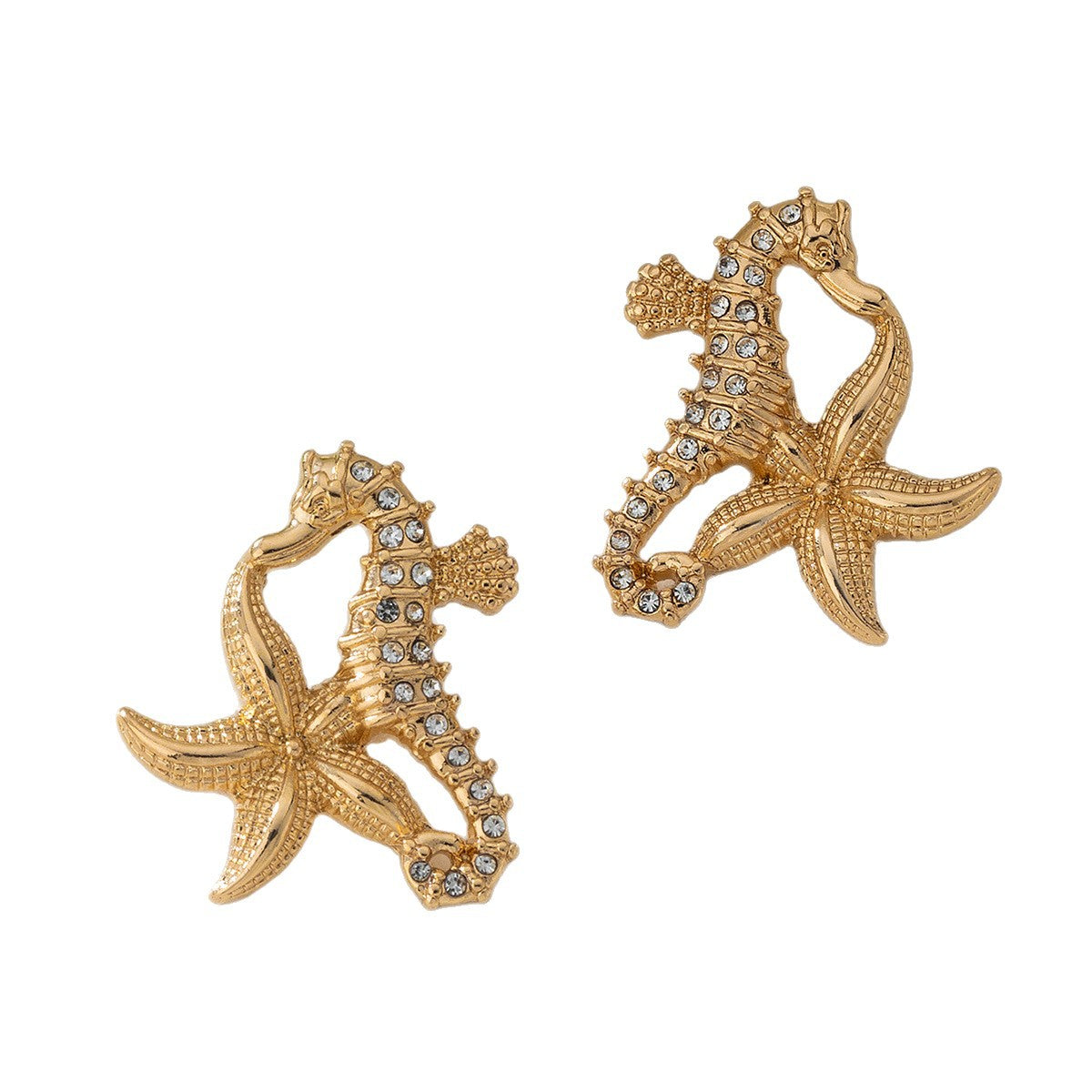 Starfish Stud Earrings In Gold Featuring Durable Titanium Steel For Elegant Ocean-Inspired Style