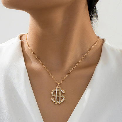 Dollar Pattern Necklace In Gold, Featuring Elegant Design For Stylish Wear