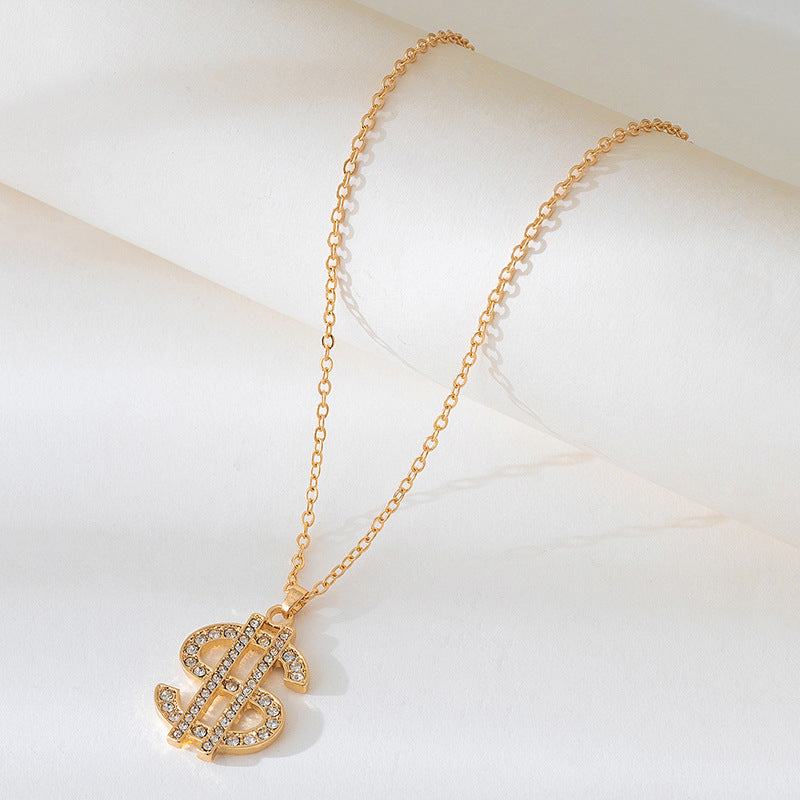 Dollar Pattern Necklace In Gold, Featuring Elegant Design For Stylish Wear