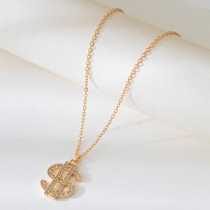 Dollar Pattern Necklace In Gold, Featuring Elegant Design For Stylish Wear