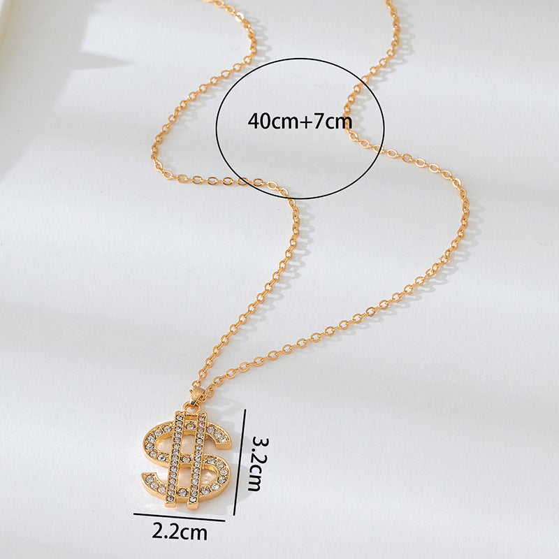 Dollar Pattern Necklace In Gold, Featuring Elegant Design For Stylish Wear