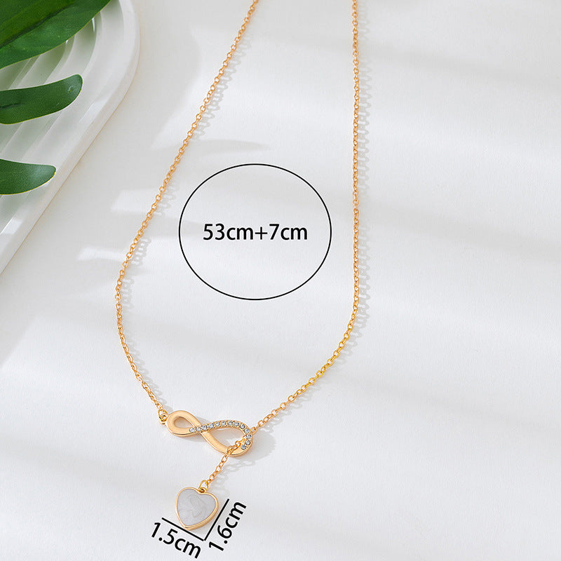 Heart Shape Number Necklace In Gold Featuring Tassel Design Made From Durable Alloy