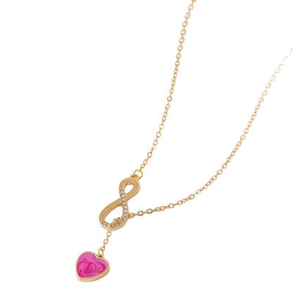 Heart Shape Number Necklace In Gold Featuring Tassel Design Made From Durable Alloy