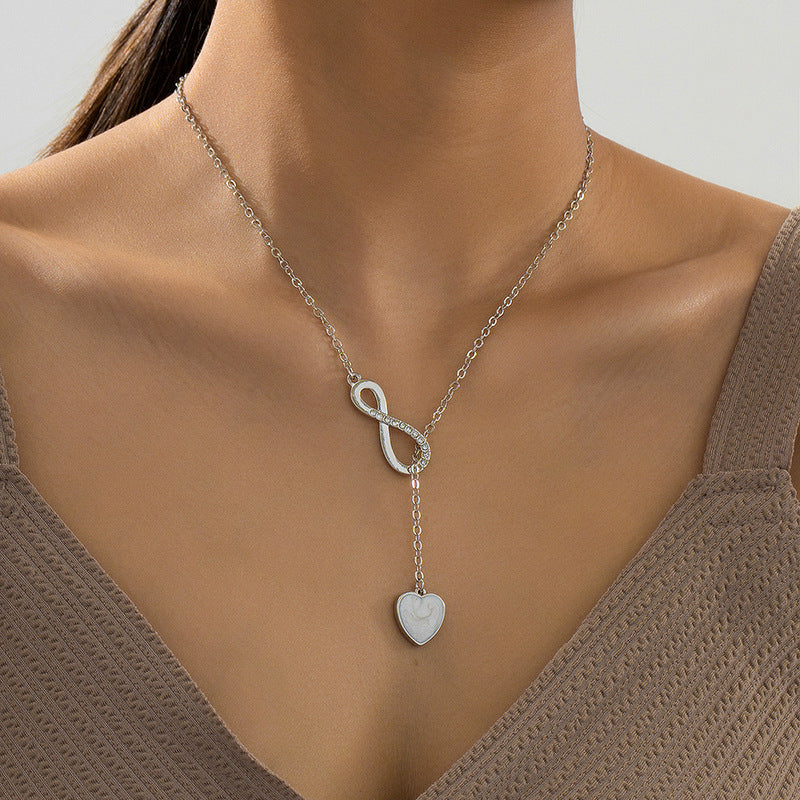 Heart Shape Number Necklace In Gold Featuring Tassel Design Made From Durable Alloy
