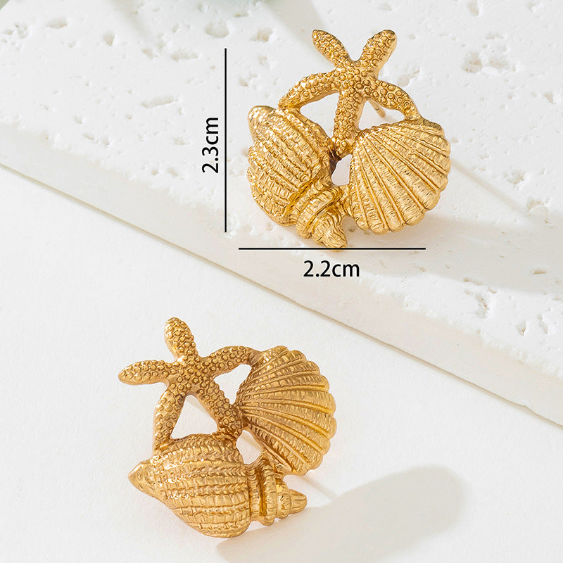 Gold Starfish Stud Earrings In Marine Style For A Chic Ocean-Inspired Look