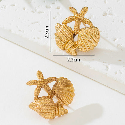 Gold Starfish Stud Earrings In Marine Style For A Chic Ocean-Inspired Look