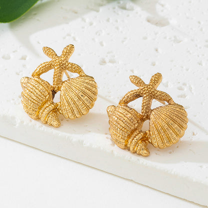 Gold Starfish Stud Earrings In Marine Style For A Chic Ocean-Inspired Look