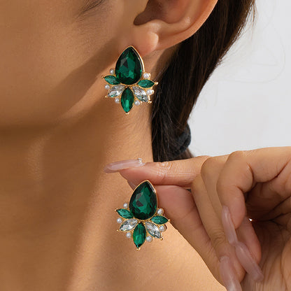 For Stud Earrings Featuring Rhinestones Inlay Material With Durable Alloy Construction Available In Red