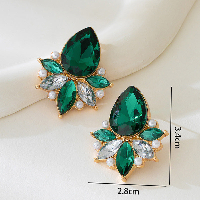 For Stud Earrings Featuring Rhinestones Inlay Material With Durable Alloy Construction Available In Red