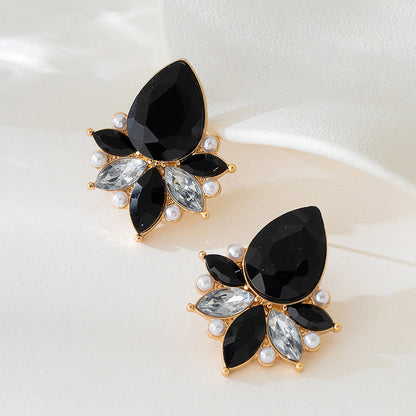 For Stud Earrings Featuring Rhinestones Inlay Material With Durable Alloy Construction Available In Red