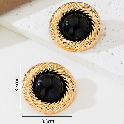 For Stud Earrings In Black And Gold With Elegant Silver Accents