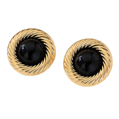 For Stud Earrings In Black And Gold With Elegant Silver Accents