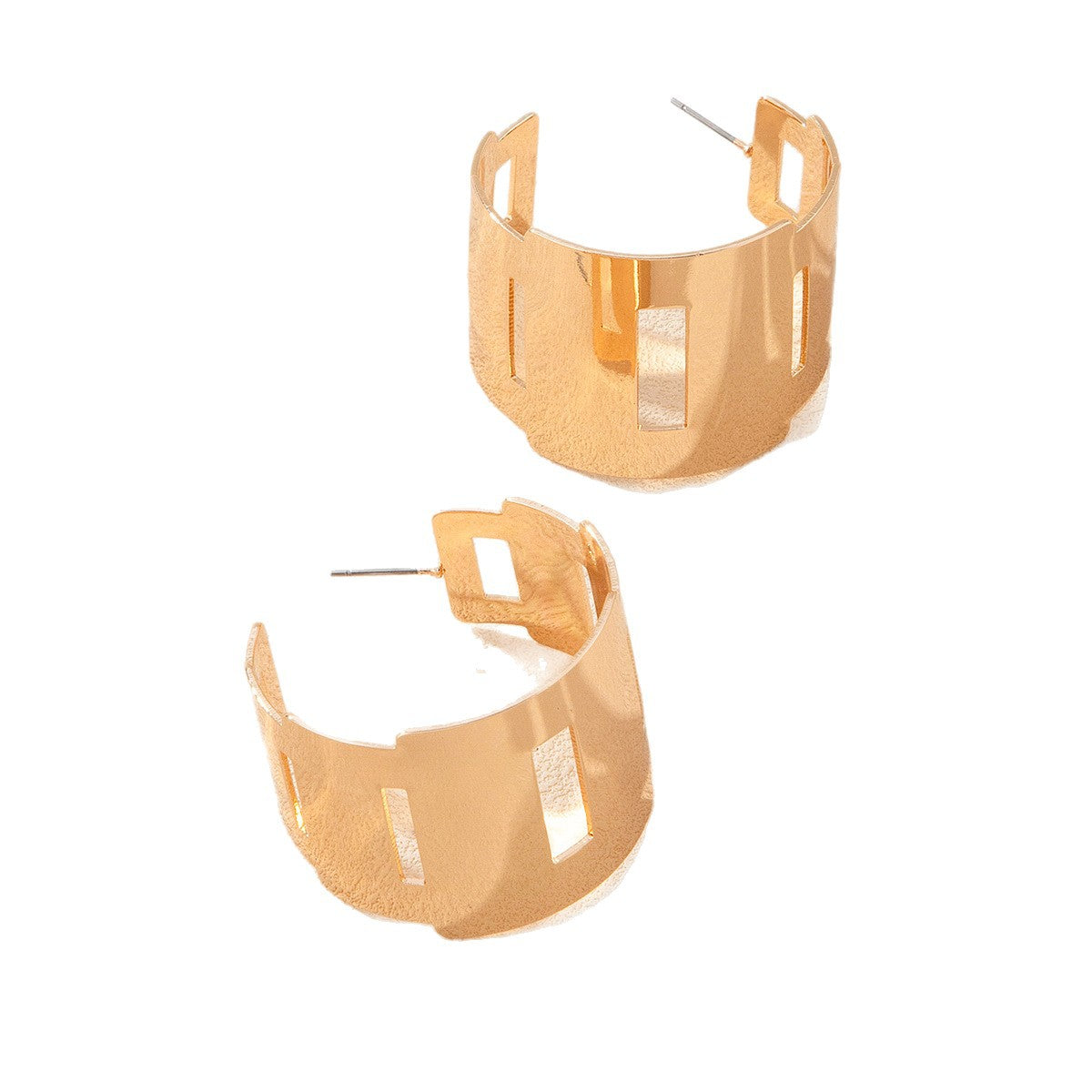 Geometric Round Earrings In Gold For Unisex Style