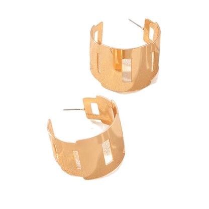 Geometric Round Earrings In Gold For Unisex Style