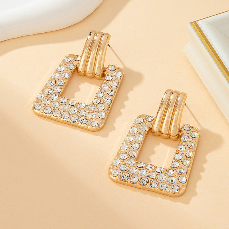 Geometric Gold Stud Earrings For Unisex Featuring Exaggerated Style