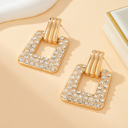 Geometric Gold Stud Earrings For Unisex Featuring Exaggerated Style