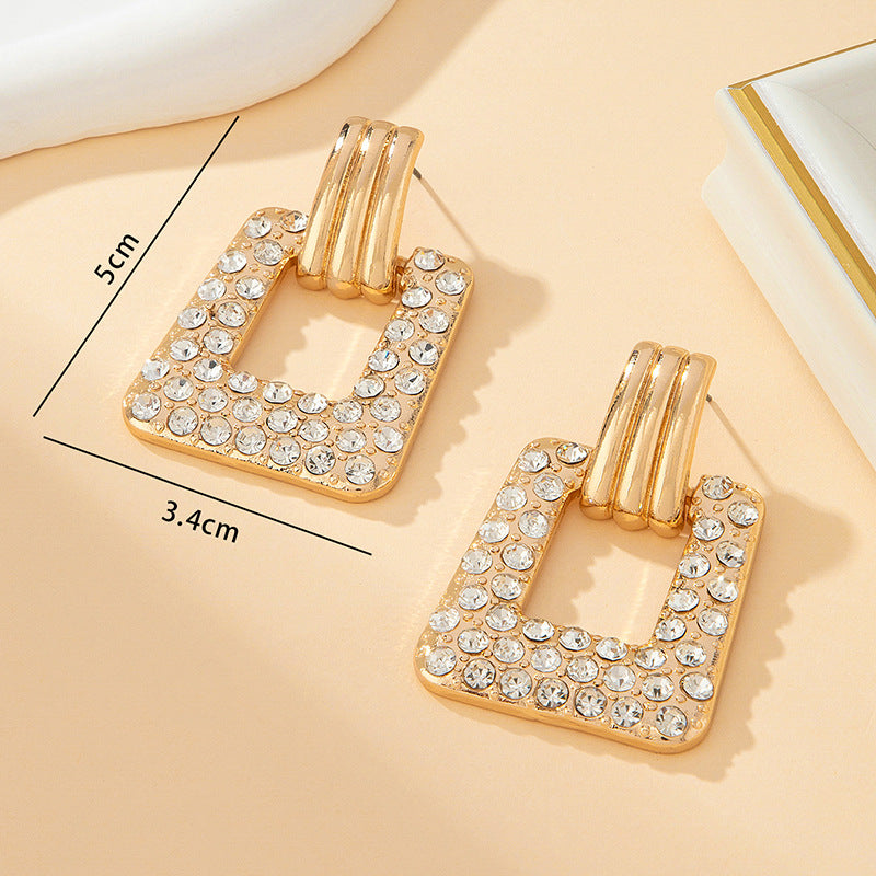 Geometric Gold Stud Earrings For Unisex Featuring Exaggerated Style