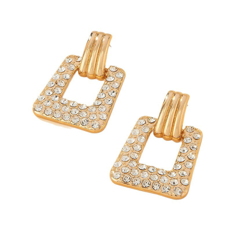 Geometric Gold Stud Earrings For Unisex Featuring Exaggerated Style