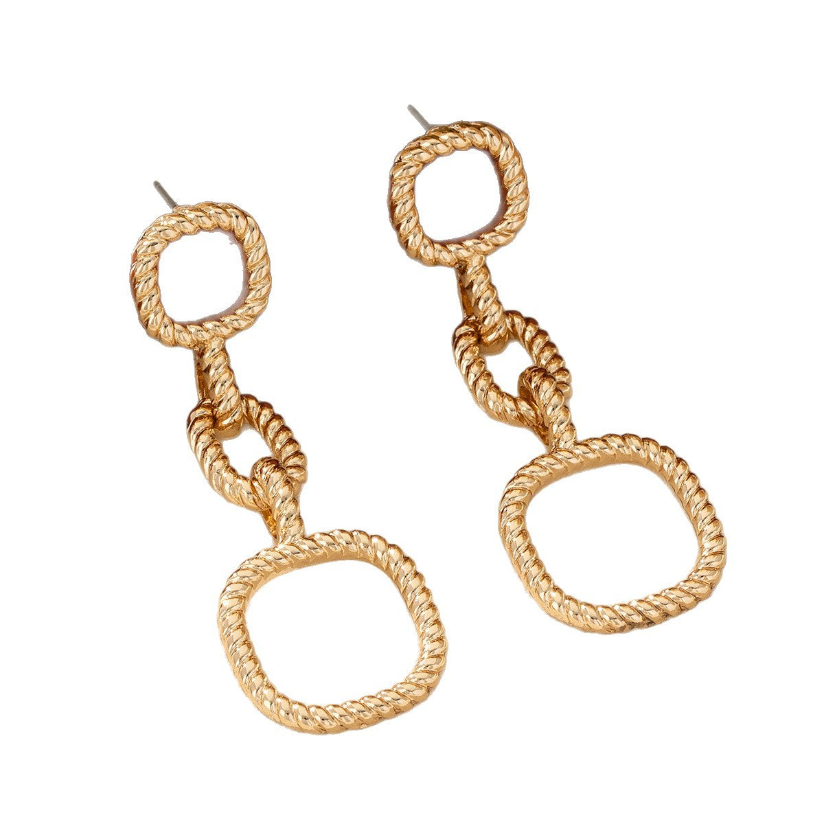 Retro Gold Drop Earrings Featuring A Geometric Knot Circle Design For Elegant Style