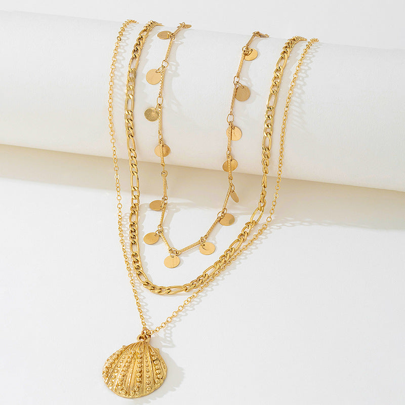 Beach Artificial Pearl Starfish Shell Necklace For Women Vintage Vacation Jewelry Zinc Alloy Beaded Necklace Vacation Accessories