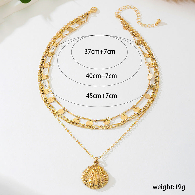 Beach Artificial Pearl Starfish Shell Necklace For Women Vintage Vacation Jewelry Zinc Alloy Beaded Necklace Vacation Accessories