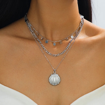 Beach Artificial Pearl Starfish Shell Necklace For Women Vintage Vacation Jewelry Zinc Alloy Beaded Necklace Vacation Accessories