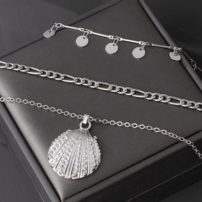Beach Artificial Pearl Starfish Shell Necklace For Women Vintage Vacation Jewelry Zinc Alloy Beaded Necklace Vacation Accessories