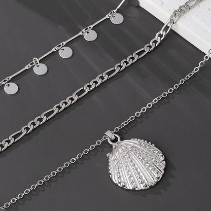 Beach Artificial Pearl Starfish Shell Necklace For Women Vintage Vacation Jewelry Zinc Alloy Beaded Necklace Vacation Accessories