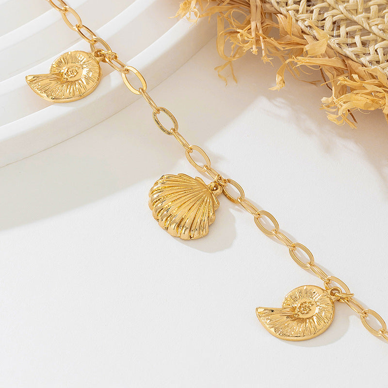 Beach Artificial Pearl Starfish Shell Necklace For Women Vintage Vacation Jewelry Zinc Alloy Beaded Necklace Vacation Accessories